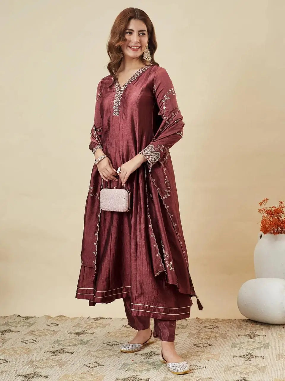 Scalloped Vine Anarkali Set