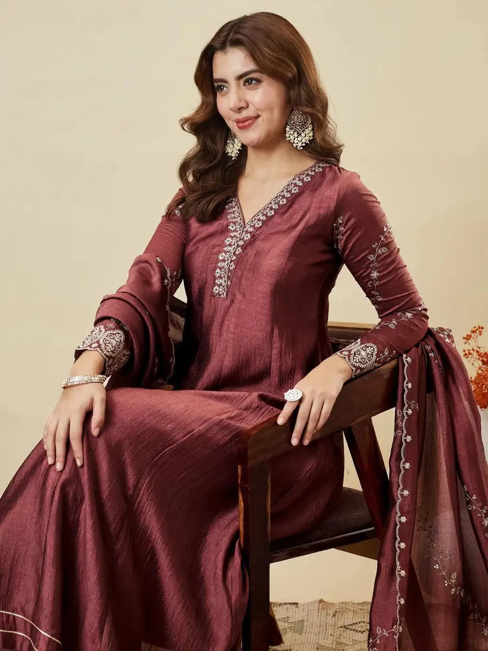 Scalloped Vine Anarkali Set