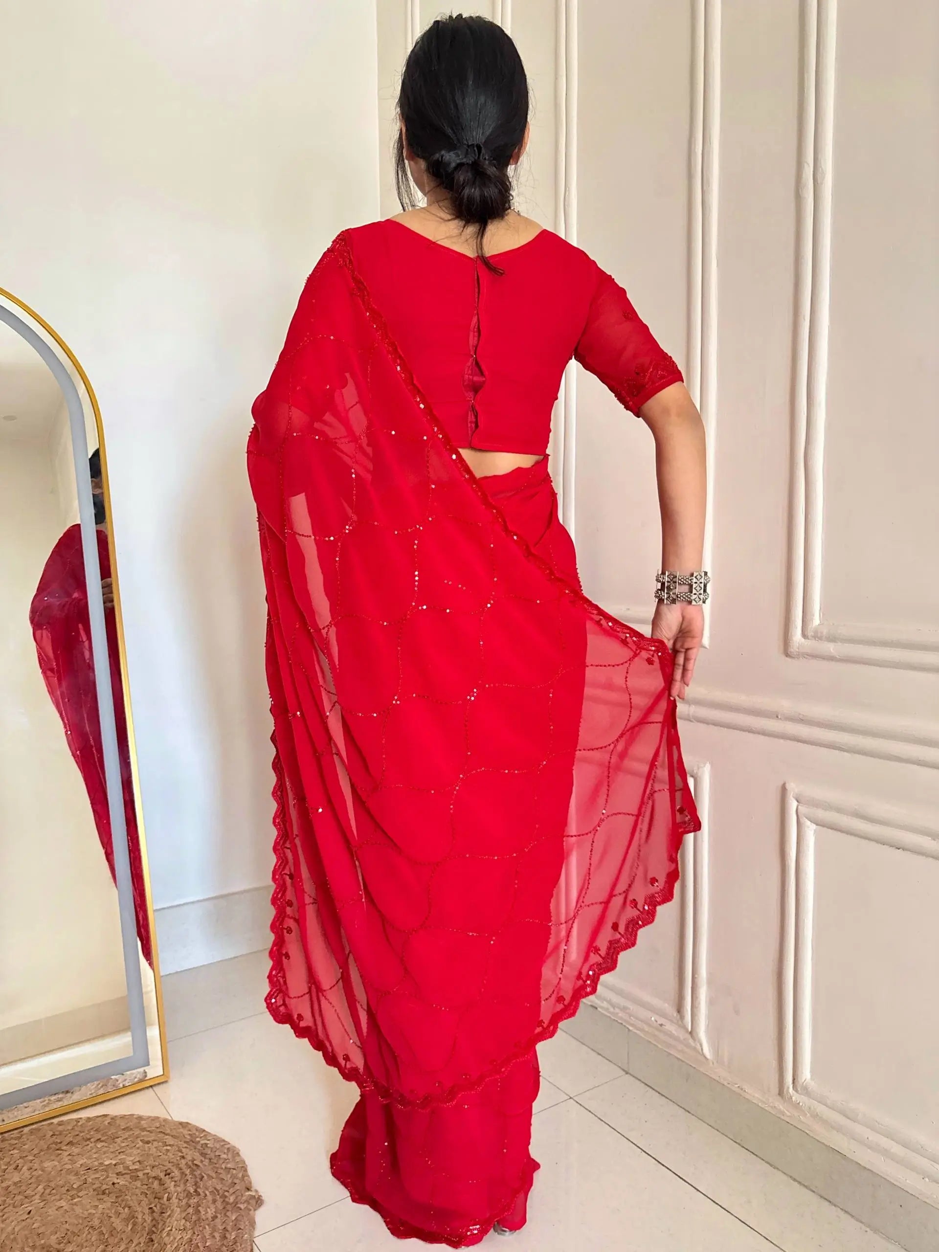 Scarlet Grace Embellished Saree for Festive and Party Wear