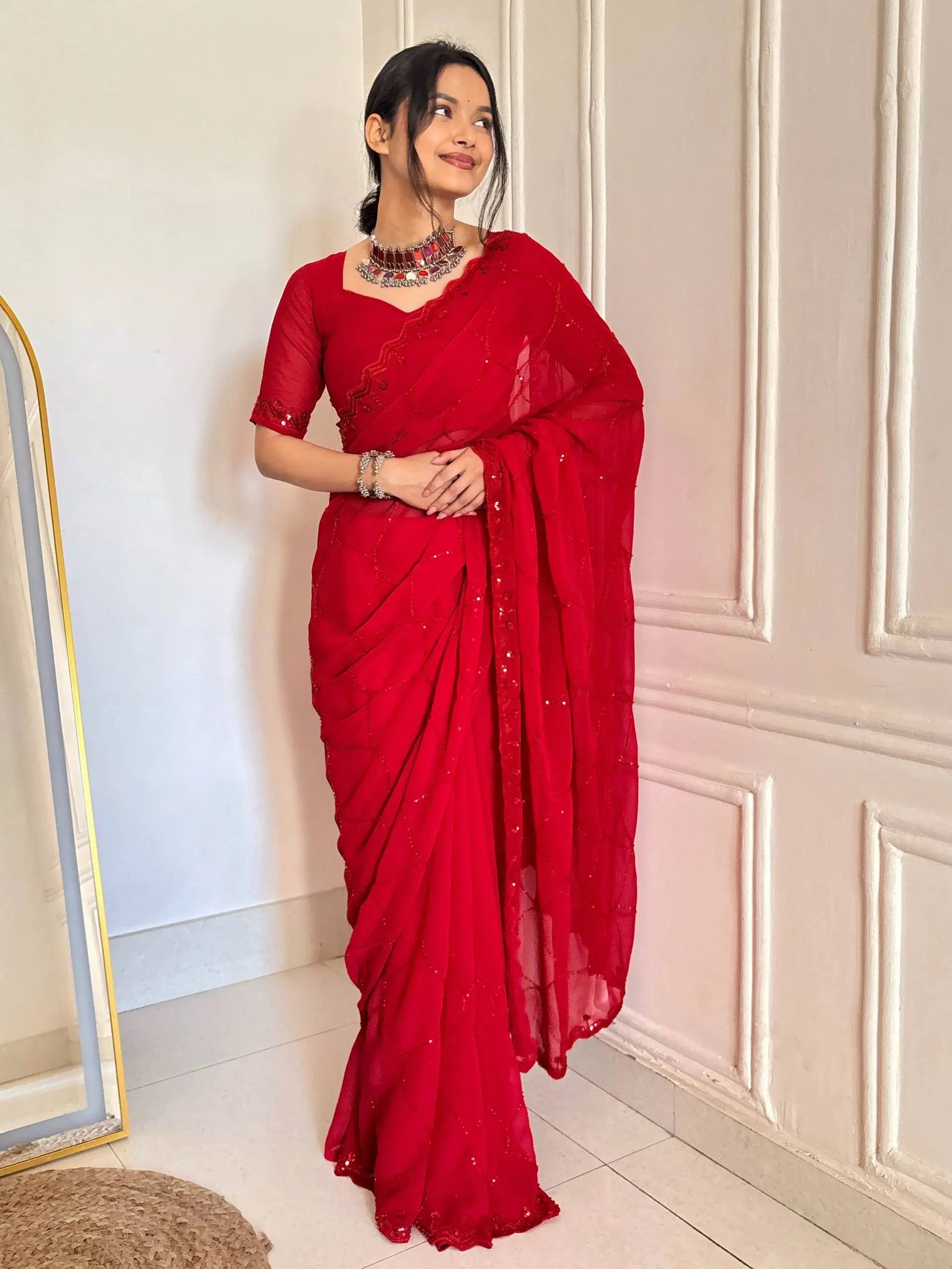 Scarlet Grace Embellished Saree for Festive and Party Wear