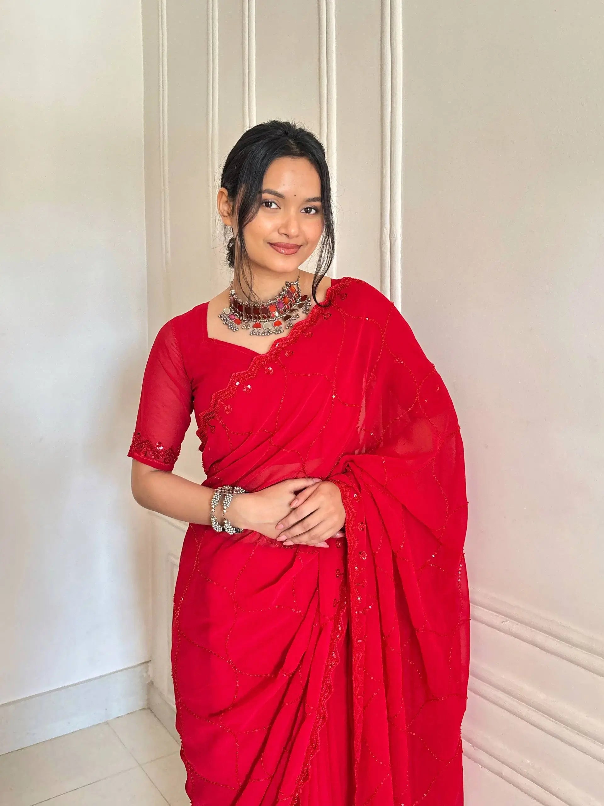 Scarlet Grace Embellished Saree for Festive and Party Wear