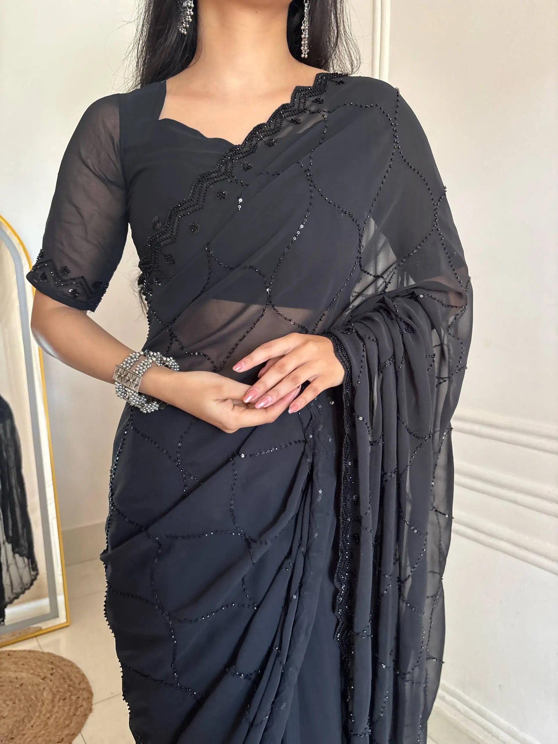 Scarlet Grace Embellished Saree for Festive and Party Wear