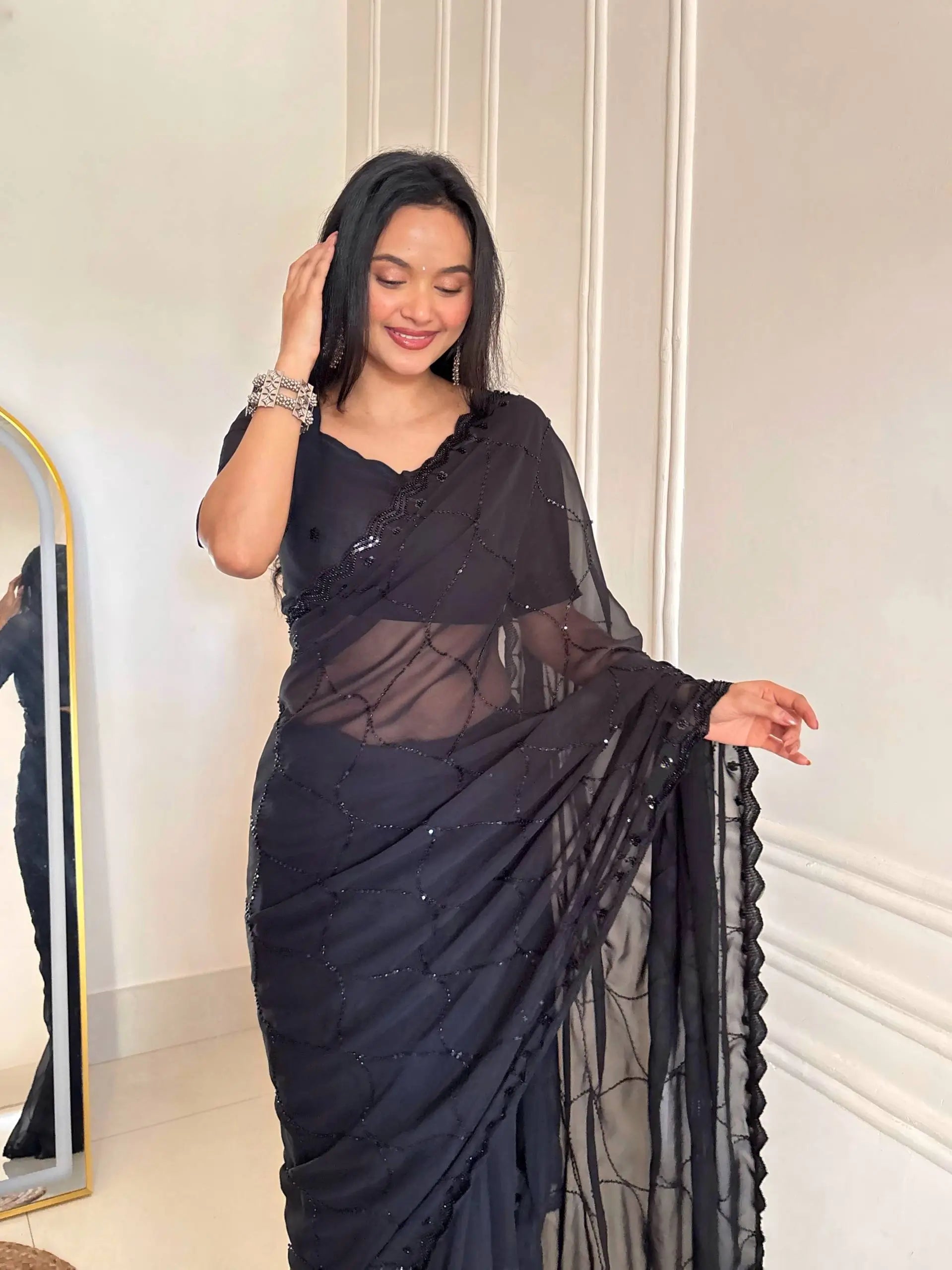 Scarlet Grace Embellished Saree for Festive and Party Wear