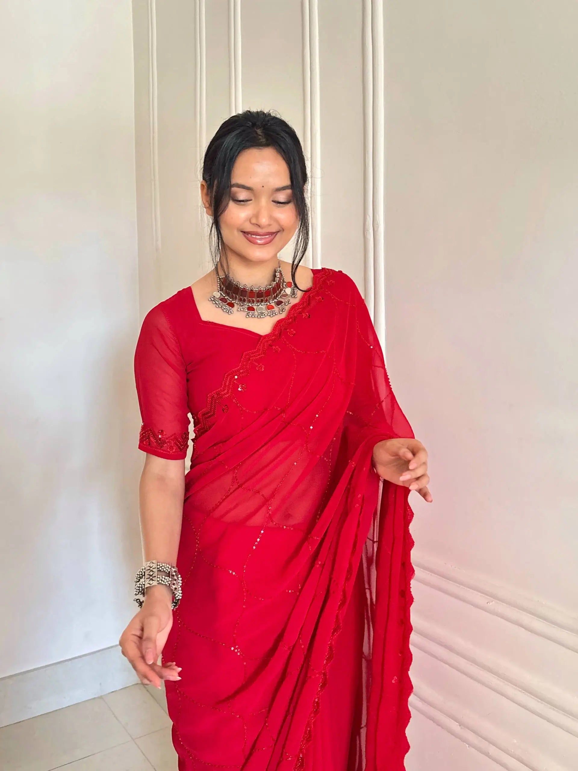 Scarlet Grace Embellished Saree for Festive and Party Wear