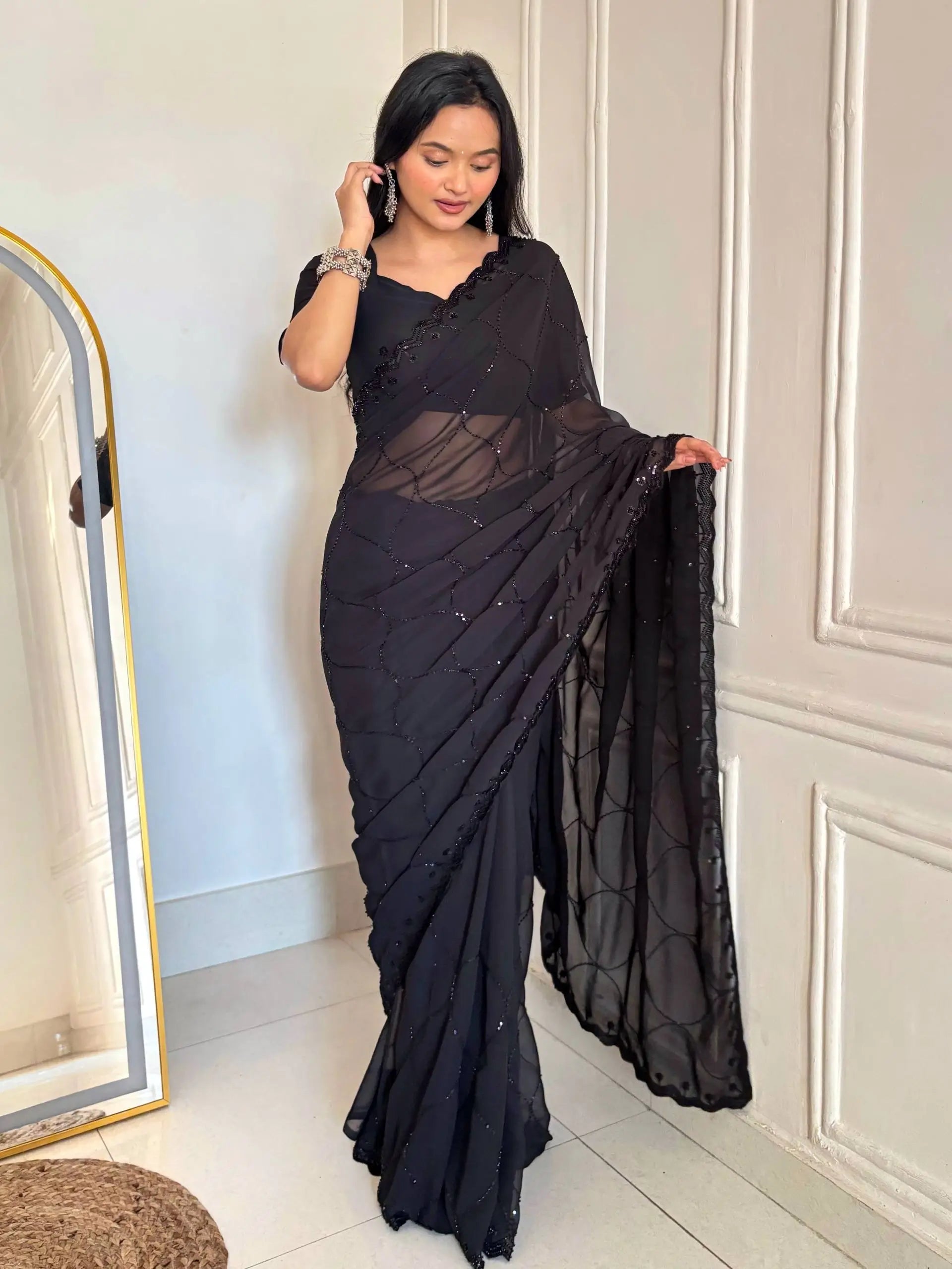 Scarlet Grace Embellished Saree for Festive and Party Wear