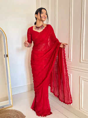 Scarlet Grace Embellished Saree for Festive and Party Wear