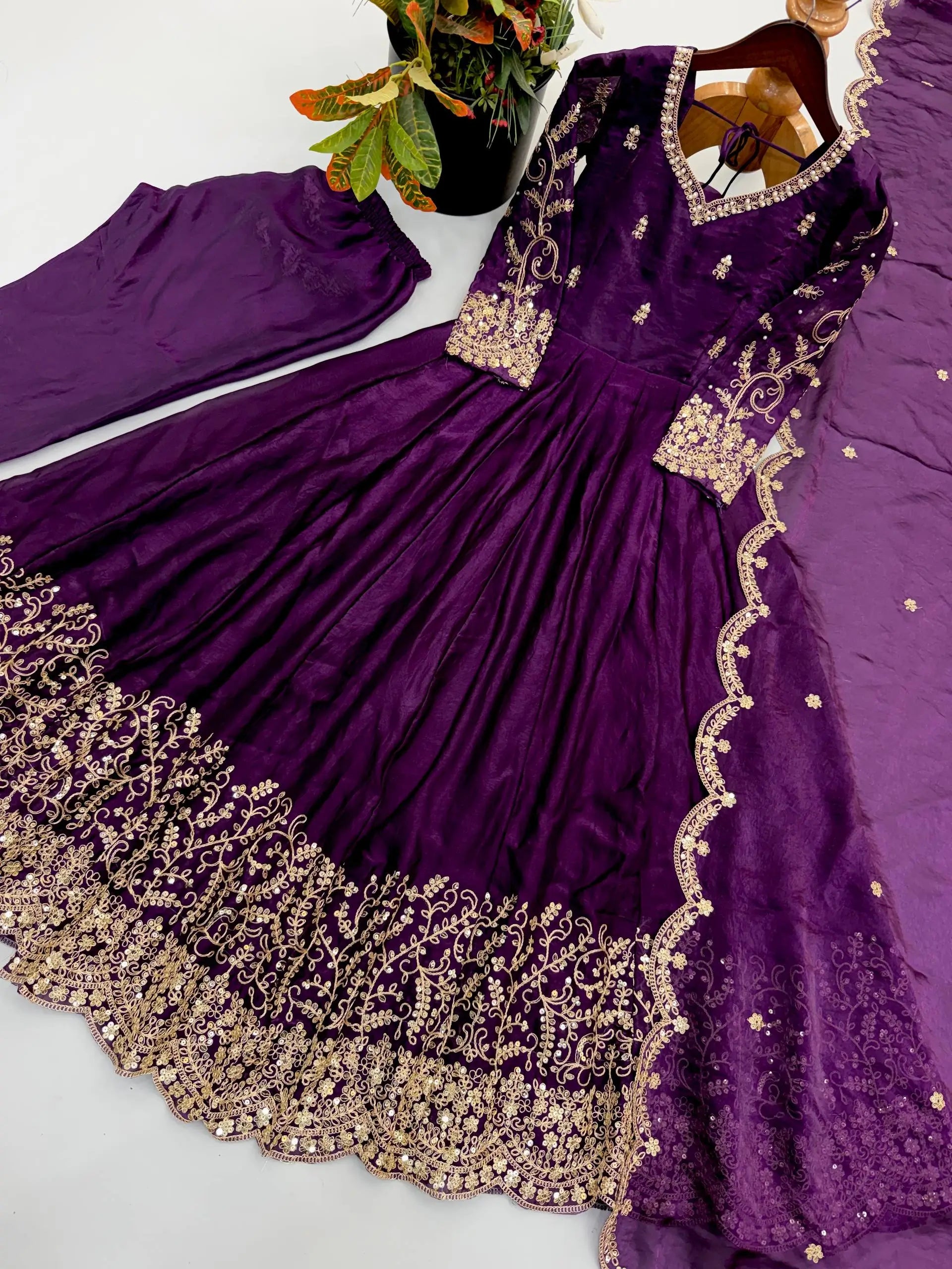 Scarlet Sequin Embroidered Anarkali Set