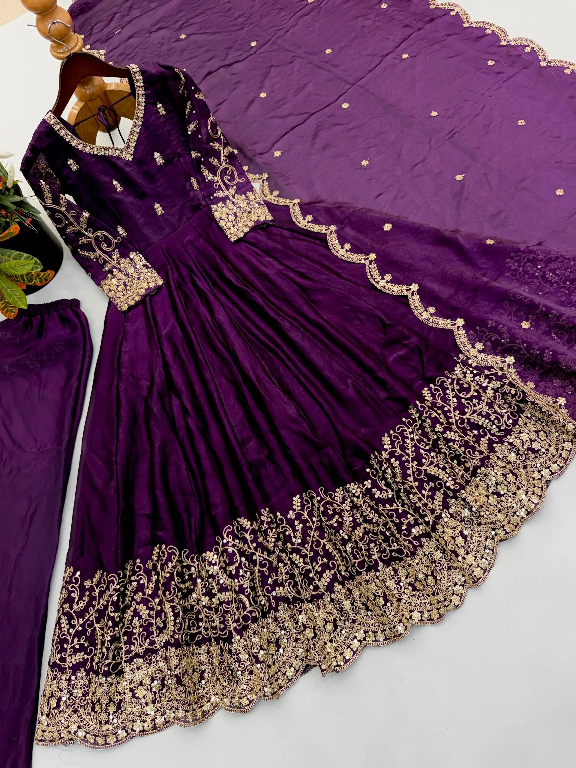 Scarlet Sequin Embroidered Anarkali Set