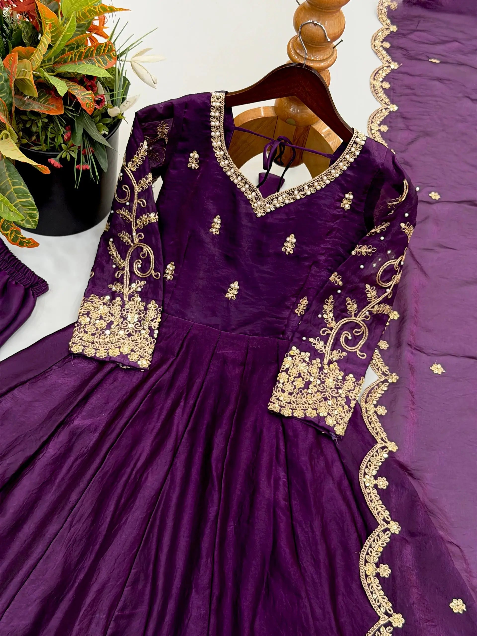 Scarlet Sequin Embroidered Anarkali Set