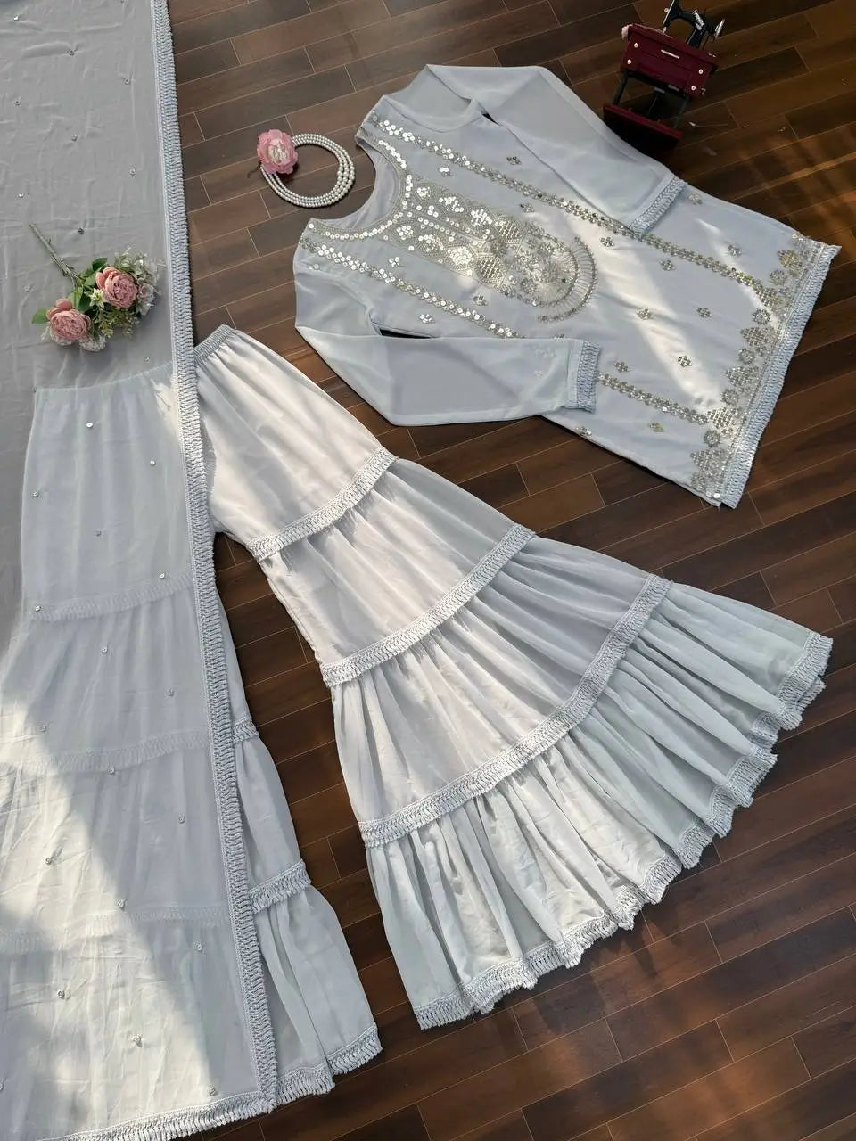 Scarlet Sequin Sharara Set