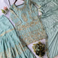 Sea Green Georgette Sharara Set with Sequence Embroidery and One Side Lace Border Dupatta