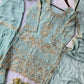 Sea Green Georgette Sharara Set with Sequence Embroidery and One Side Lace Border Dupatta