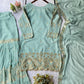 Sea Green Georgette Sharara Set with Sequence Embroidery and One Side Lace Border Dupatta
