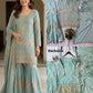 Sea Green Georgette Sharara Set with Sequence Embroidery and One Side Lace Border Dupatta