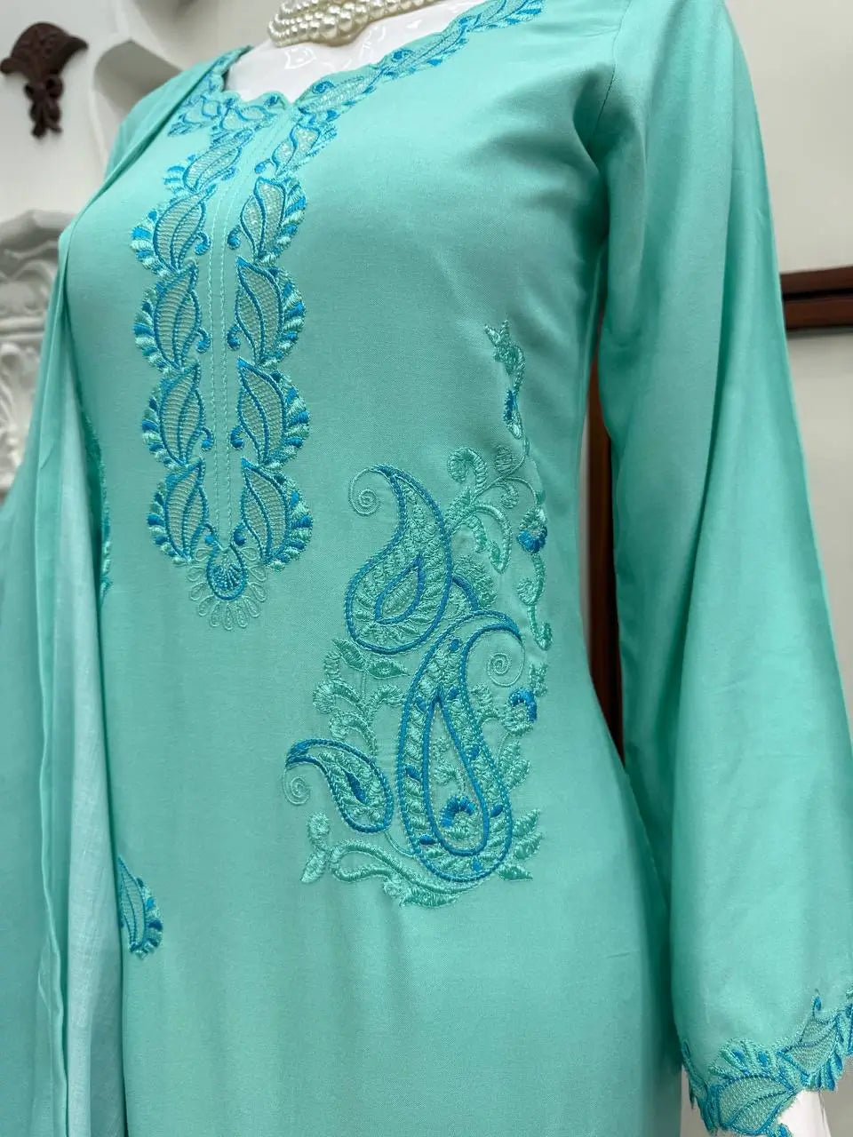Sea Green Threadwork Suit