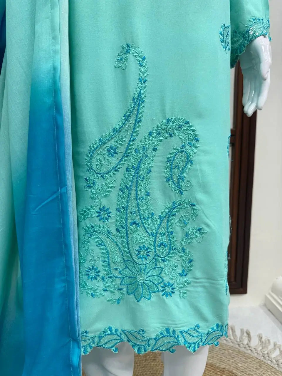 Sea Green Threadwork Suit