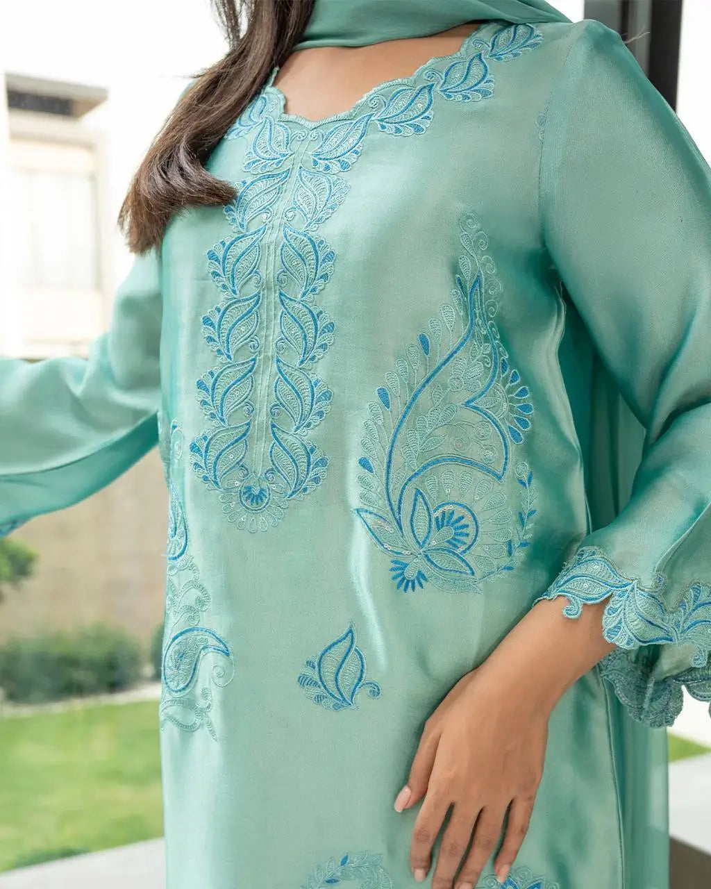 Sea Green Threadwork Suit