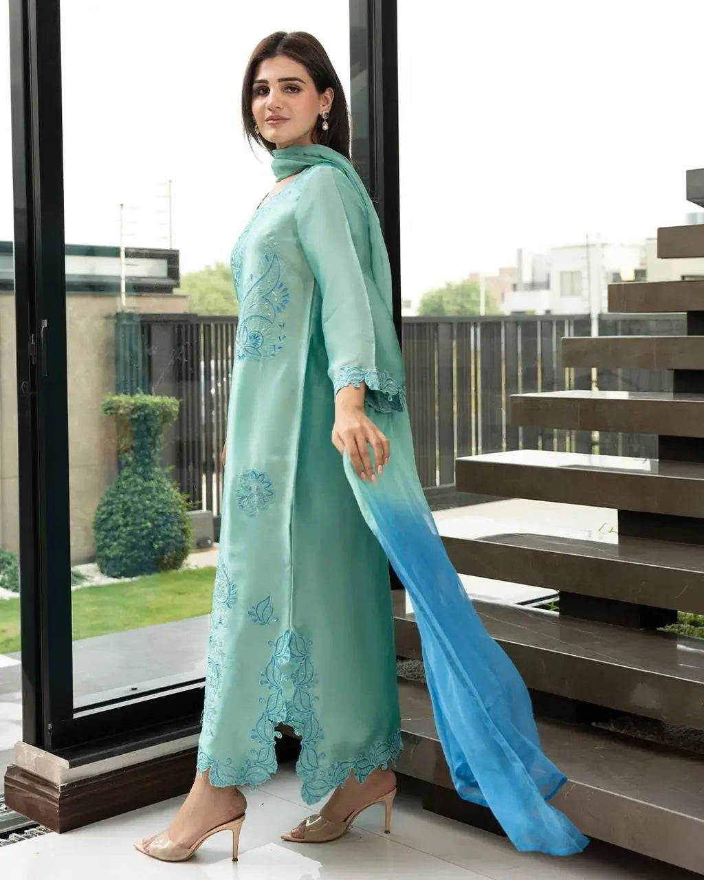 Sea Green Threadwork Suit