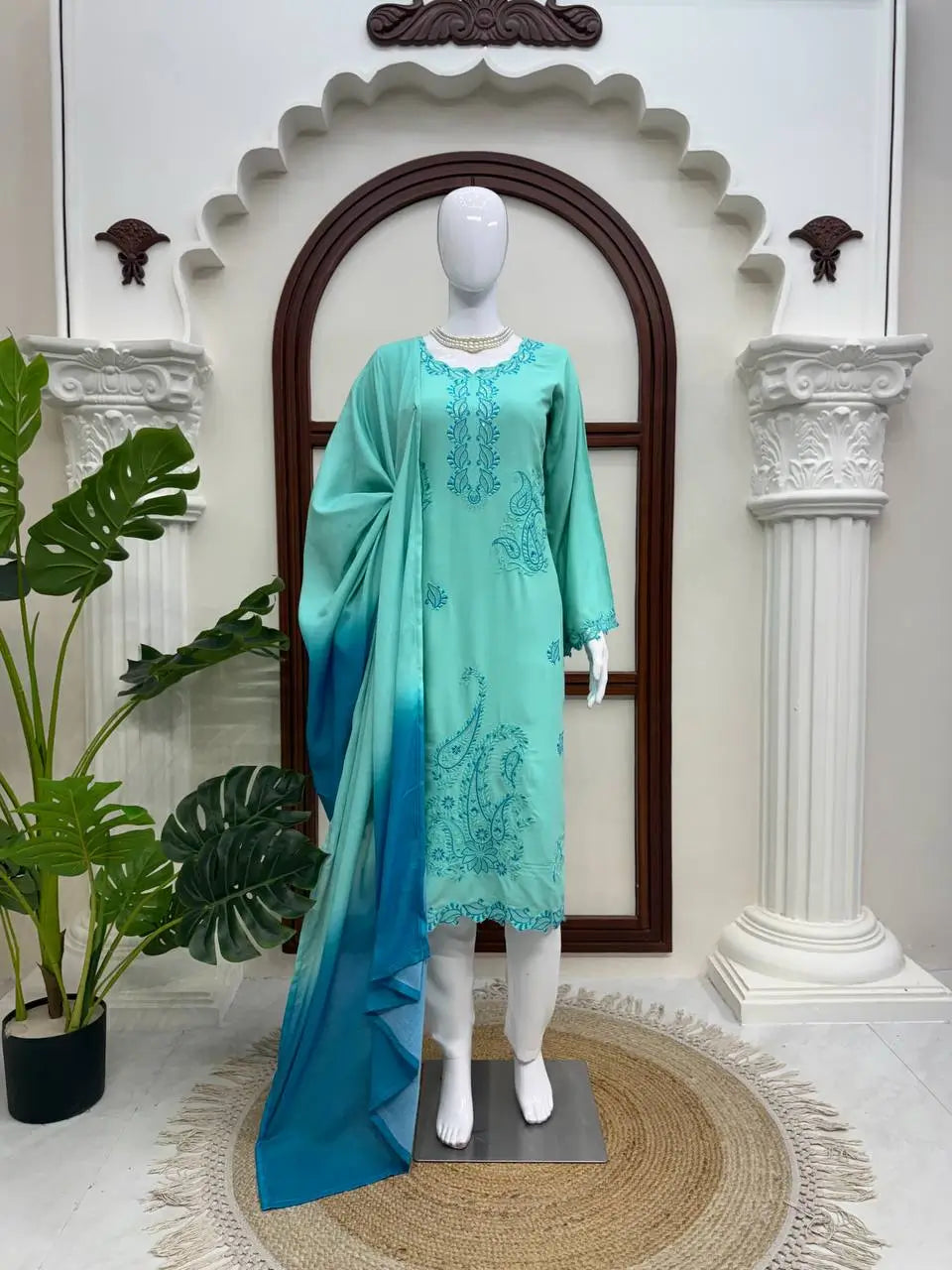 Sea Green Threadwork Suit