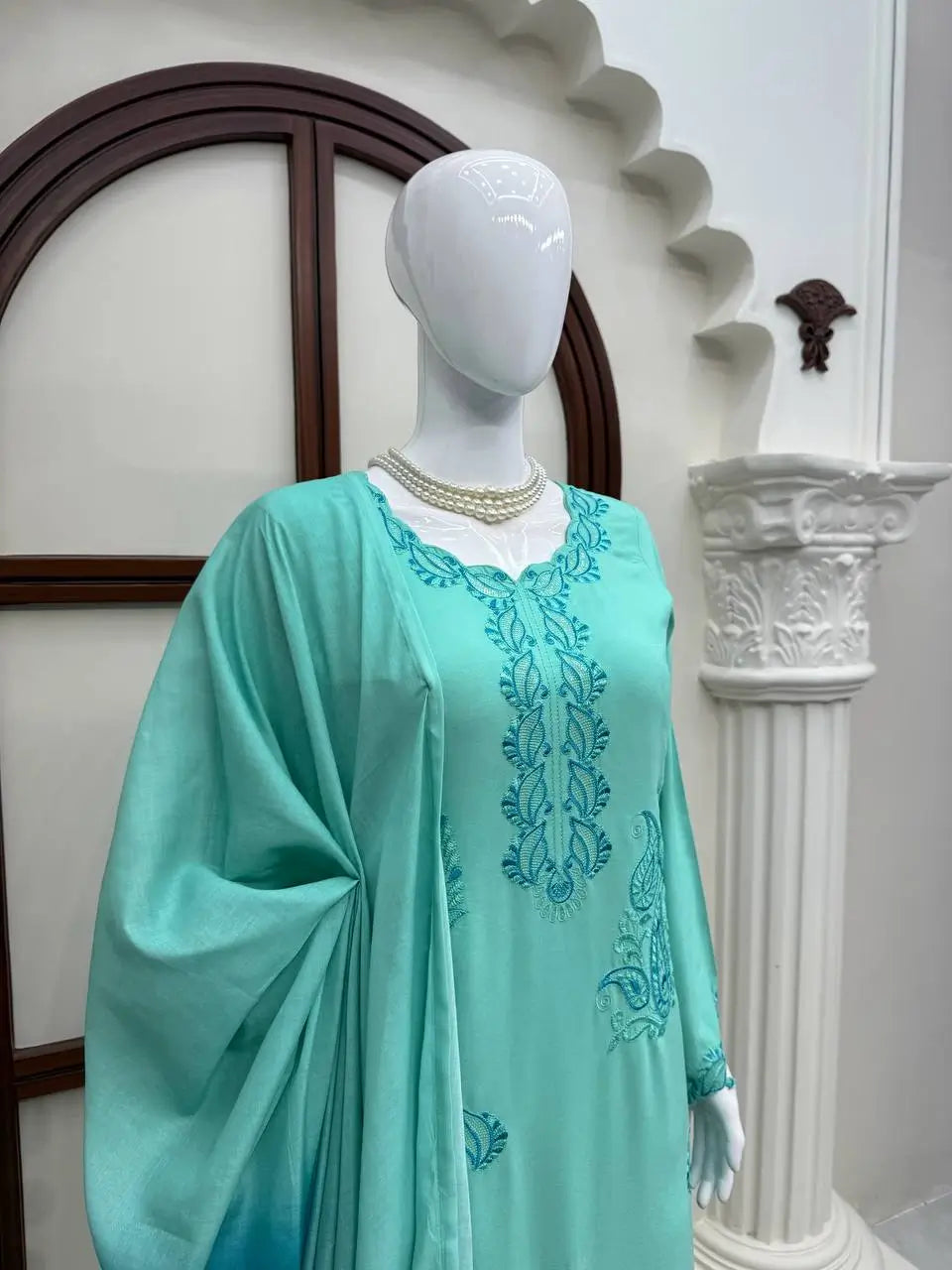 Sea Green Threadwork Suit