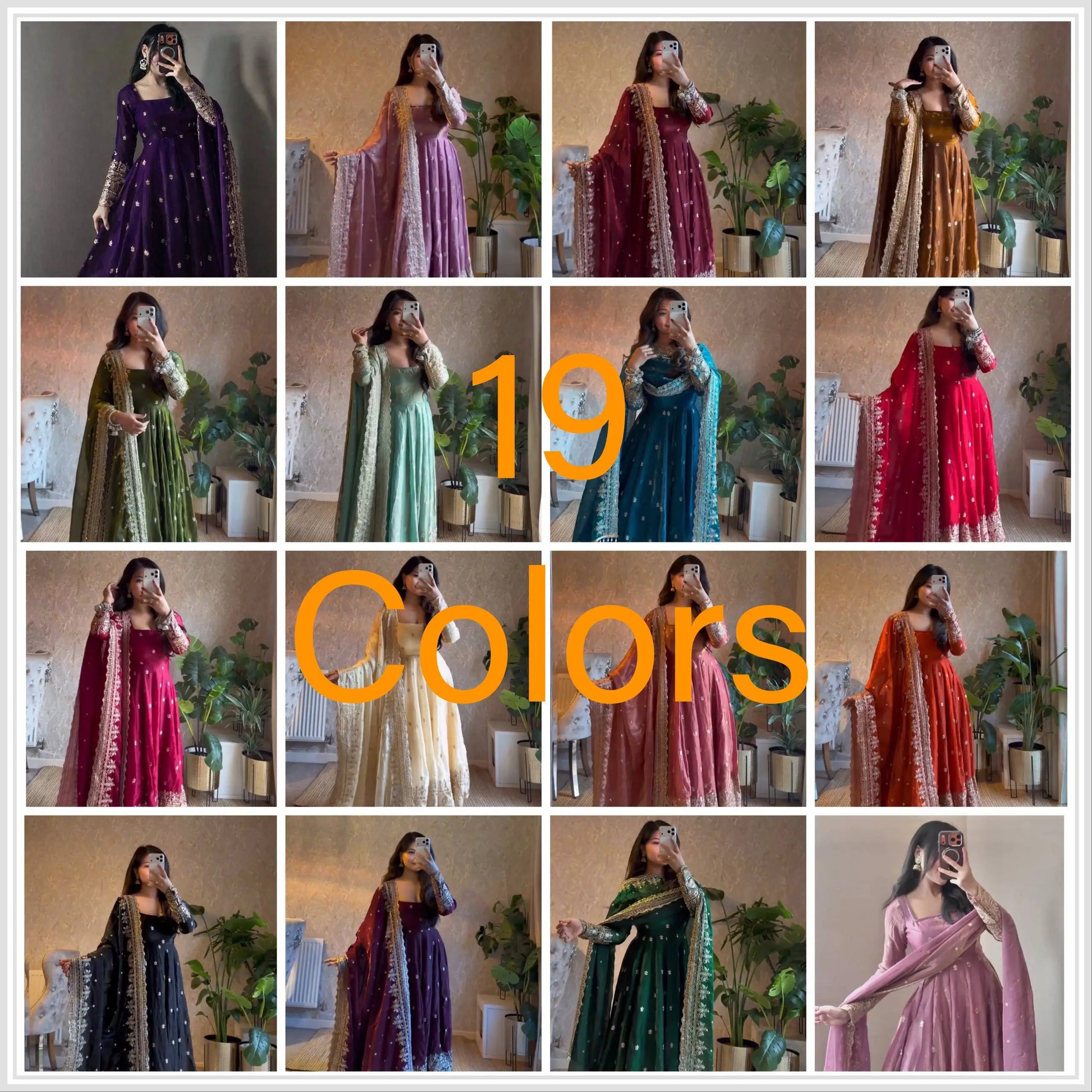 Sequin Booti Ready To Wear Silk Anarkali Gown Set
