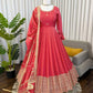 Sequin Border Designer Flared Anarkali Suit in silk fabric