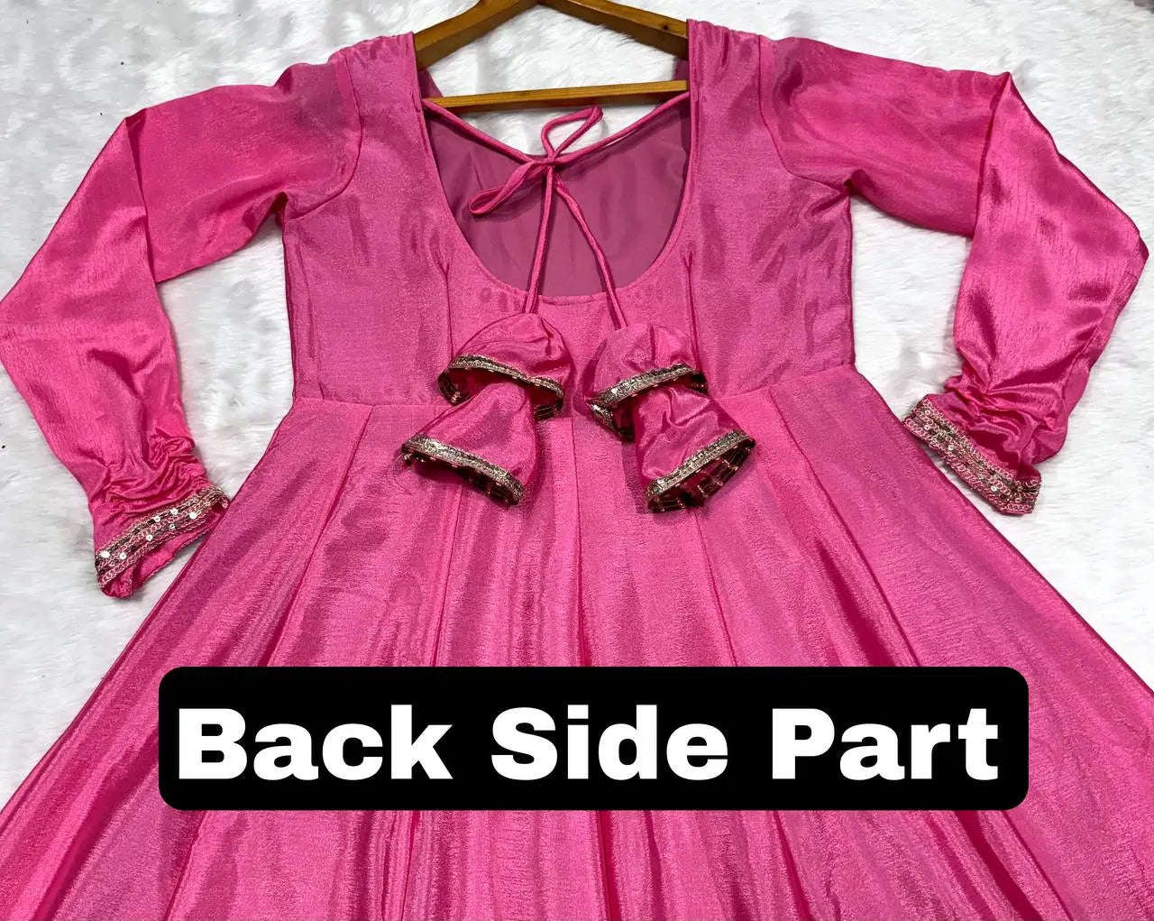 Sequin Border Designer Flared Anarkali Suit in silk fabric