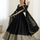 Sequin Border Designer Flared Anarkali Suit in silk fabric