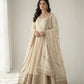 Sequin Border Designer Flared Anarkali Suit in silk fabric