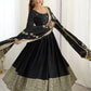 Sequin Border Designer Flared Anarkali Suit in silk fabric