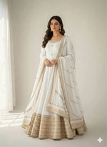 Sequin Border Designer Flared Anarkali Suit in silk fabric