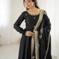 Sequin Border Designer Flared Anarkali Suit in silk fabric