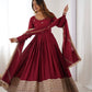 Sequin Border Designer Flared Anarkali Suit in silk fabric