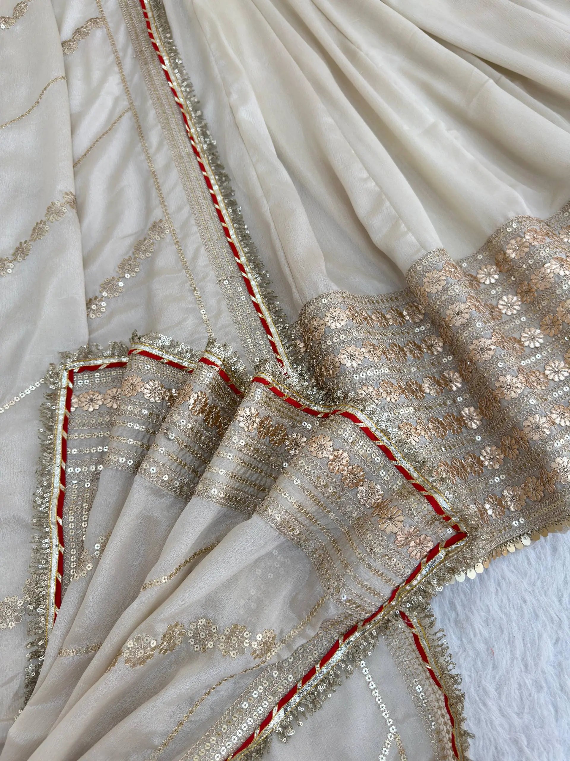 Sequin Border Designer Flared Anarkali Suit in silk fabric