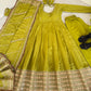 Sequin Border Designer Flared Anarkali Suit in silk fabric