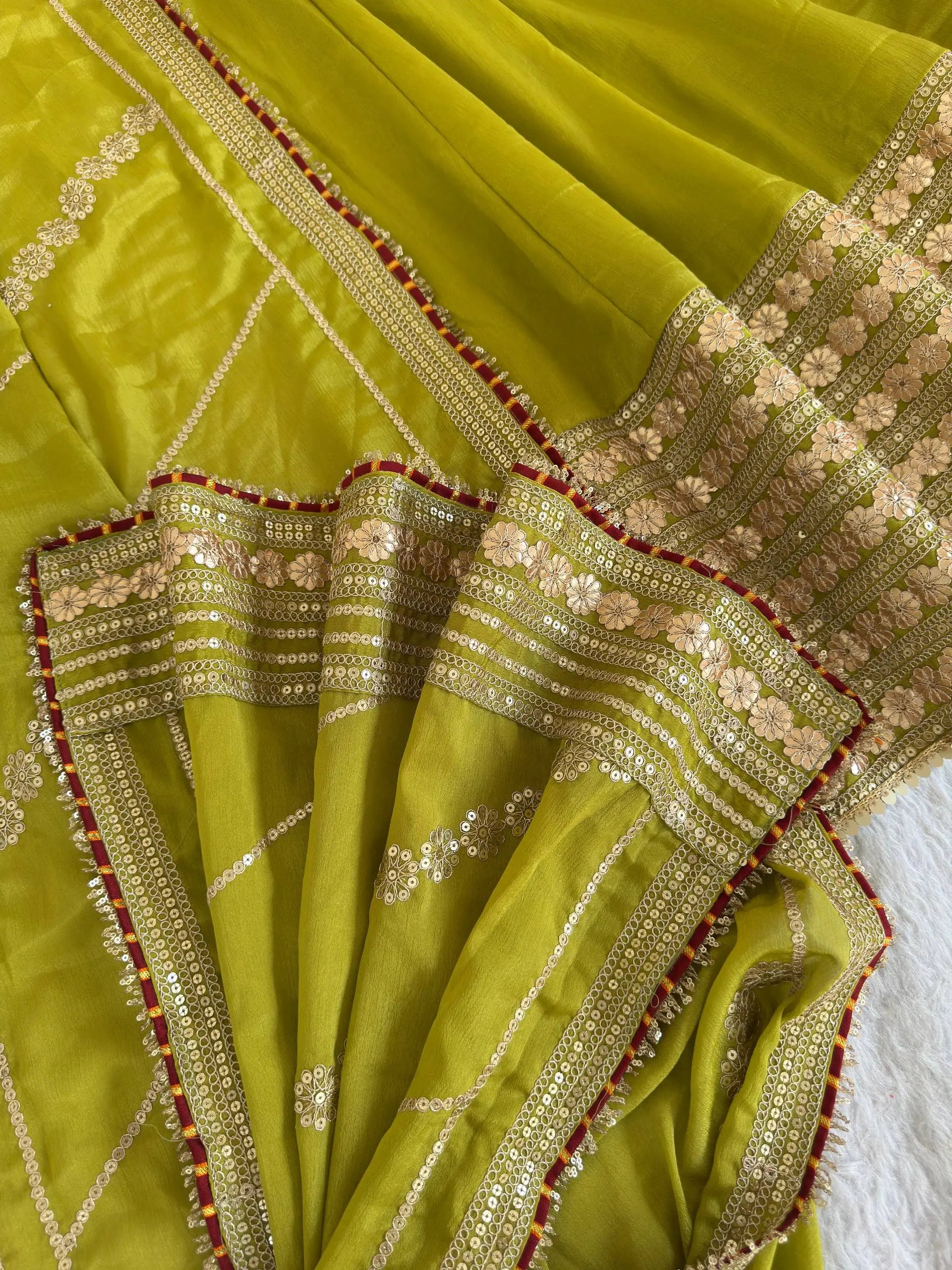 Sequin Border Designer Flared Anarkali Suit in silk fabric