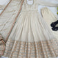 Sequin Border Designer Flared Anarkali Suit in silk fabric