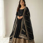 Sequin Border Designer Flared Anarkali Suit in silk fabric