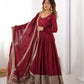 Sequin Border Designer Flared Anarkali Suit in silk fabric