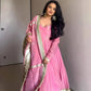 Sequin Border Designer Flared Anarkali Suit in silk fabric