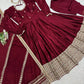 Sequin Border Designer Flared Anarkali Suit in silk fabric