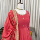 Sequin Border Designer Flared Anarkali Suit in silk fabric