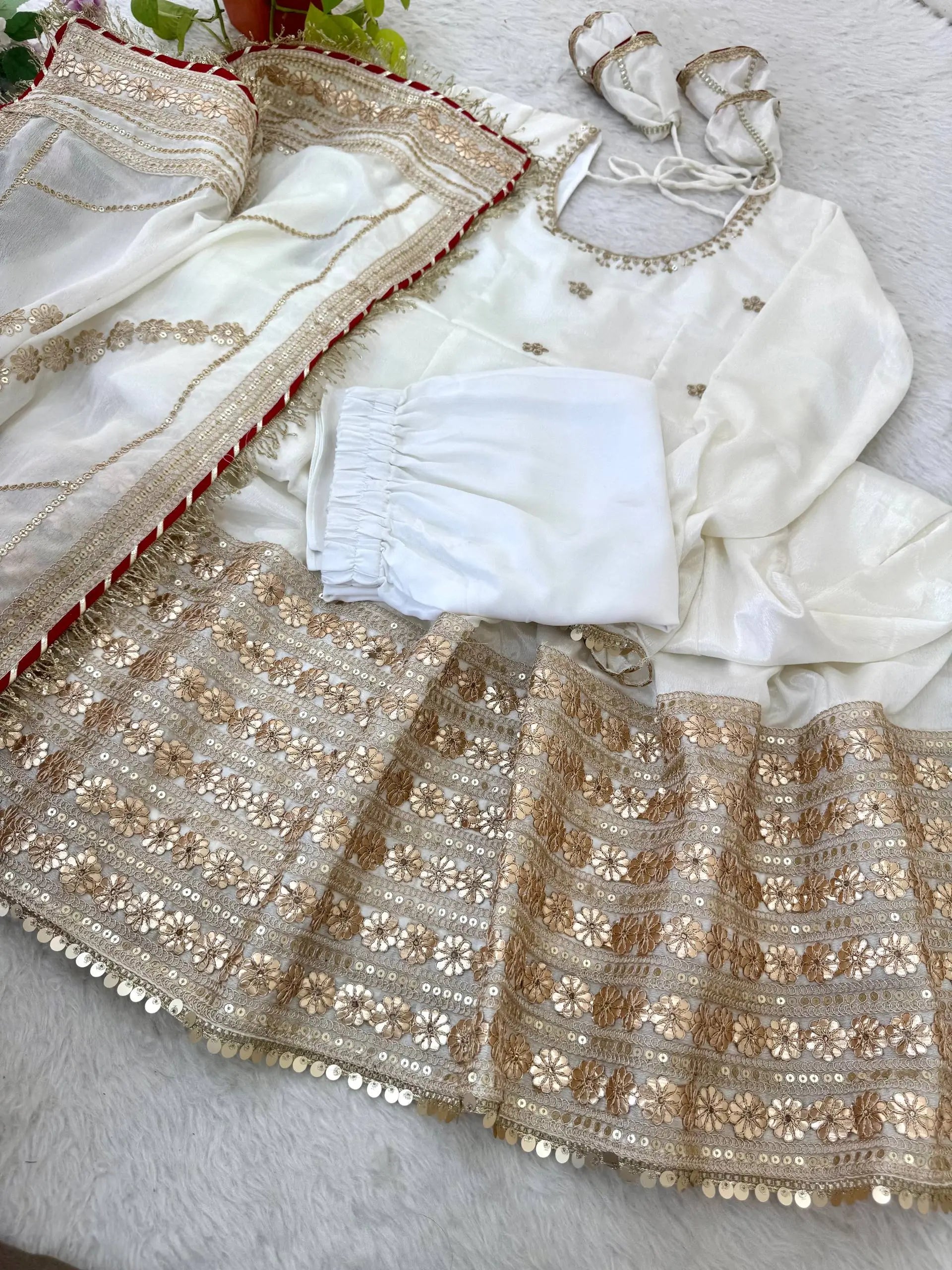 Sequin Border Designer Flared Anarkali Suit in silk fabric