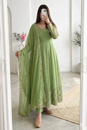 Sequin Crinkle Silk Anarkali
