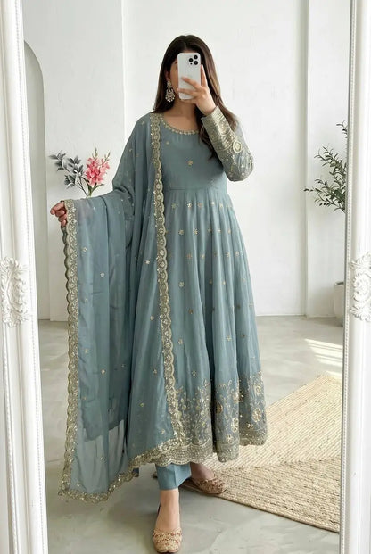 Sequin Crinkle Silk Anarkali