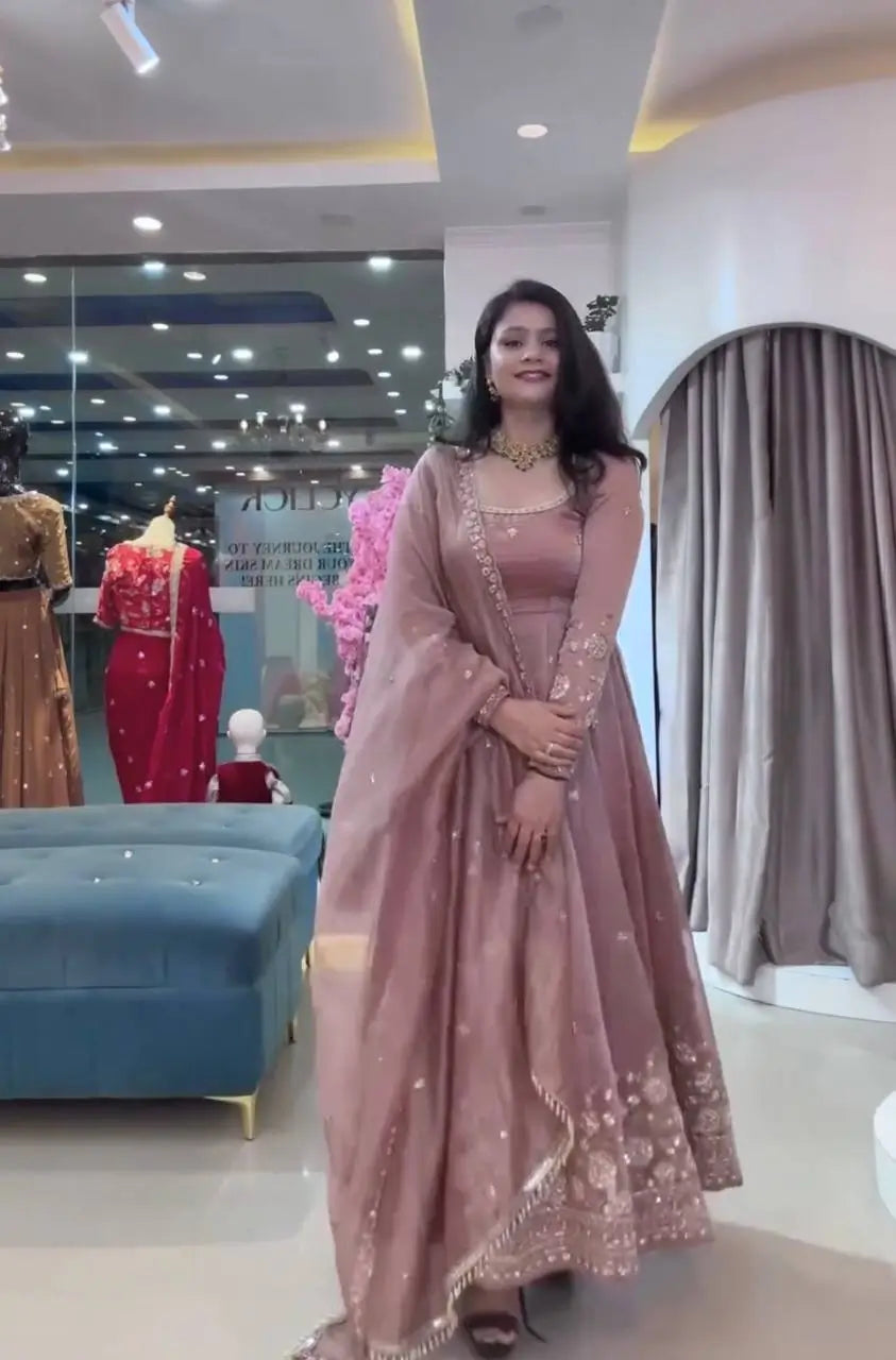 Sequin Crinkle Silk Anarkali