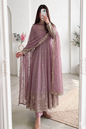 Sequin Crinkle Silk Anarkali