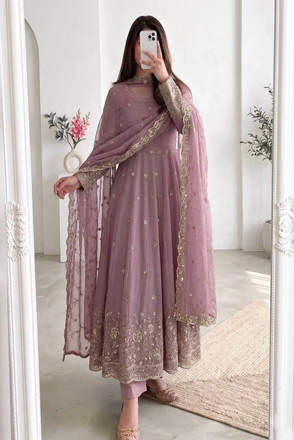 Sequin Crinkle Silk Anarkali