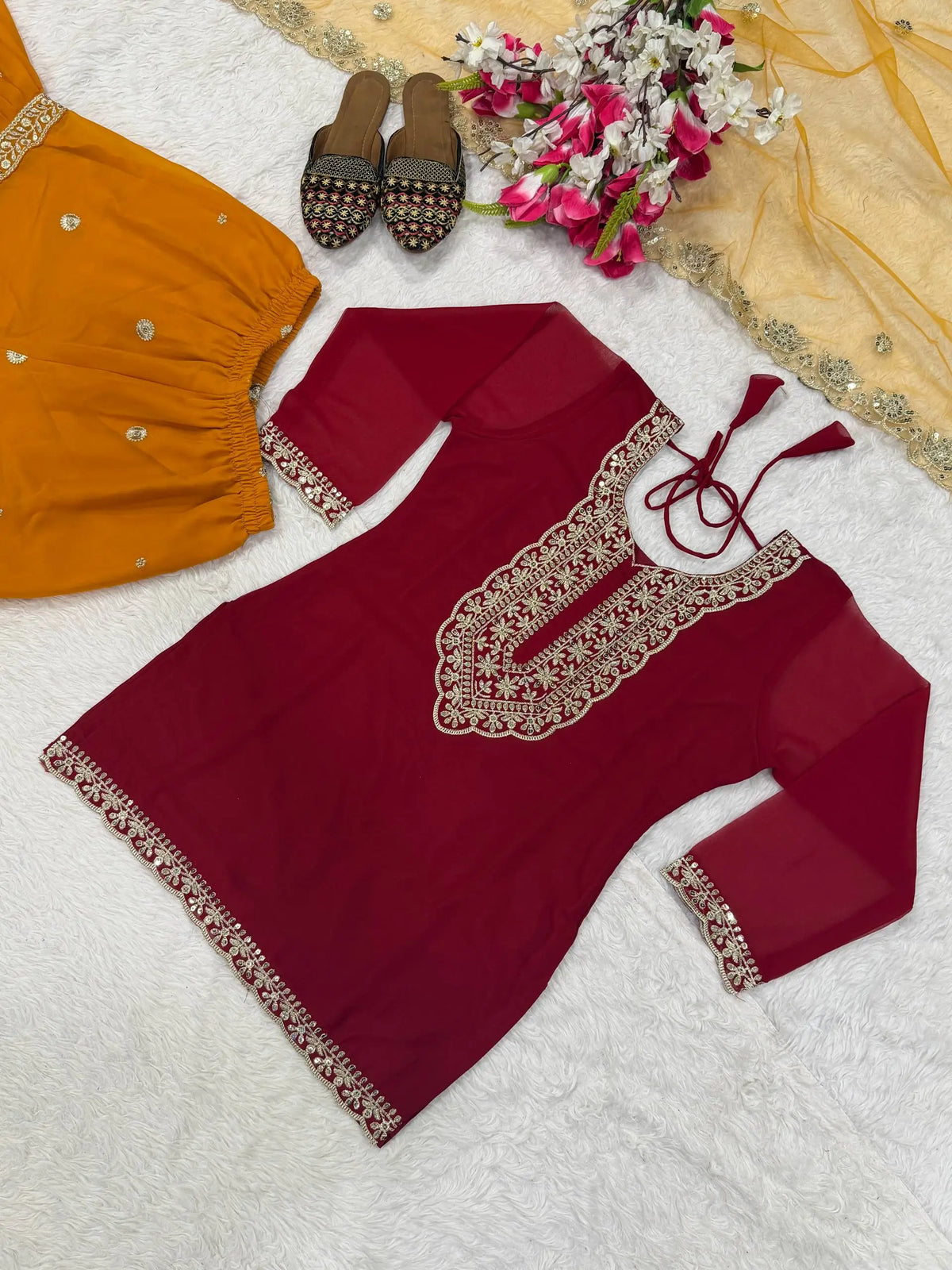 Sequin Embroidered Sharara Set