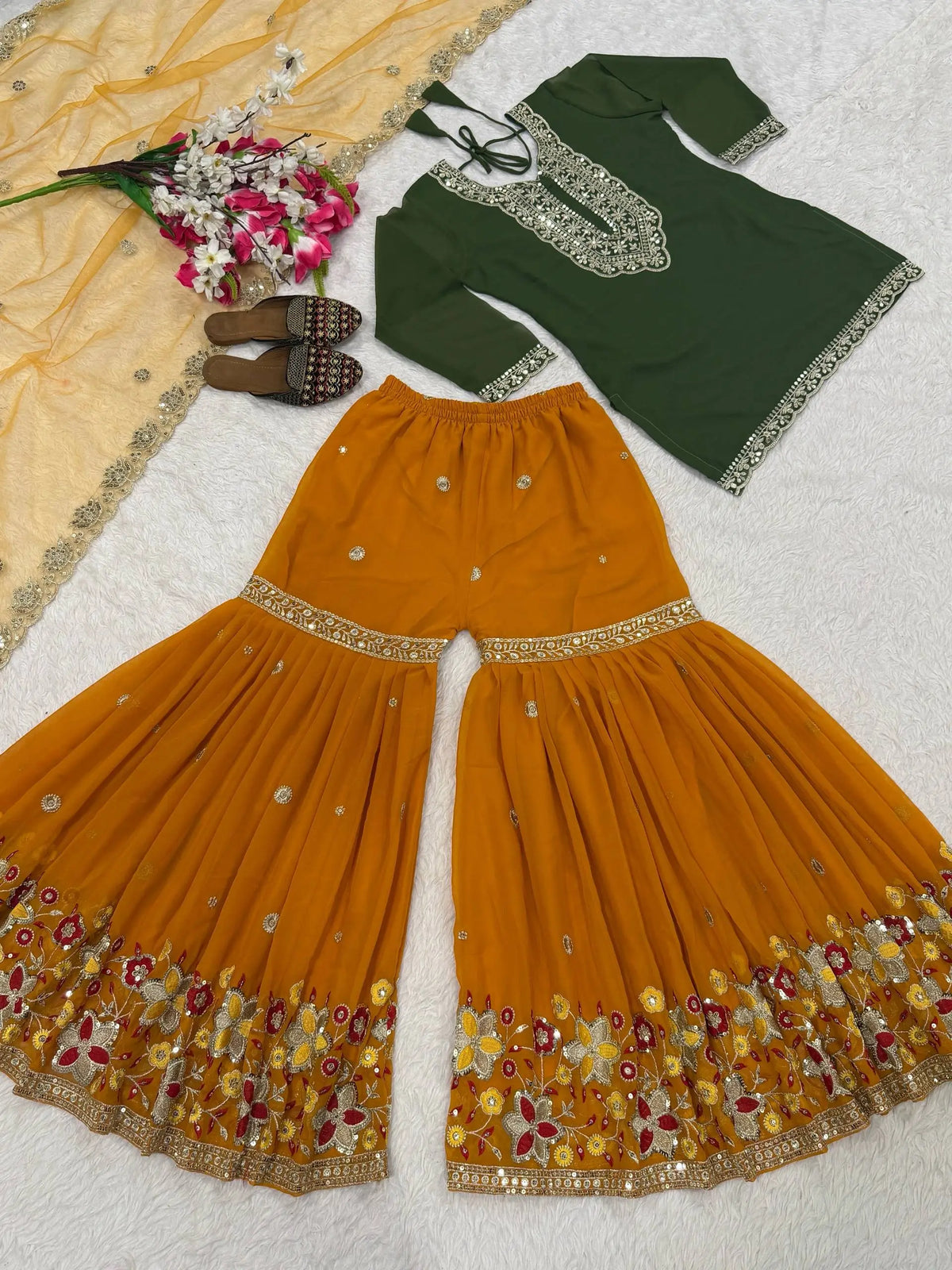 Sequin Embroidered Sharara Set